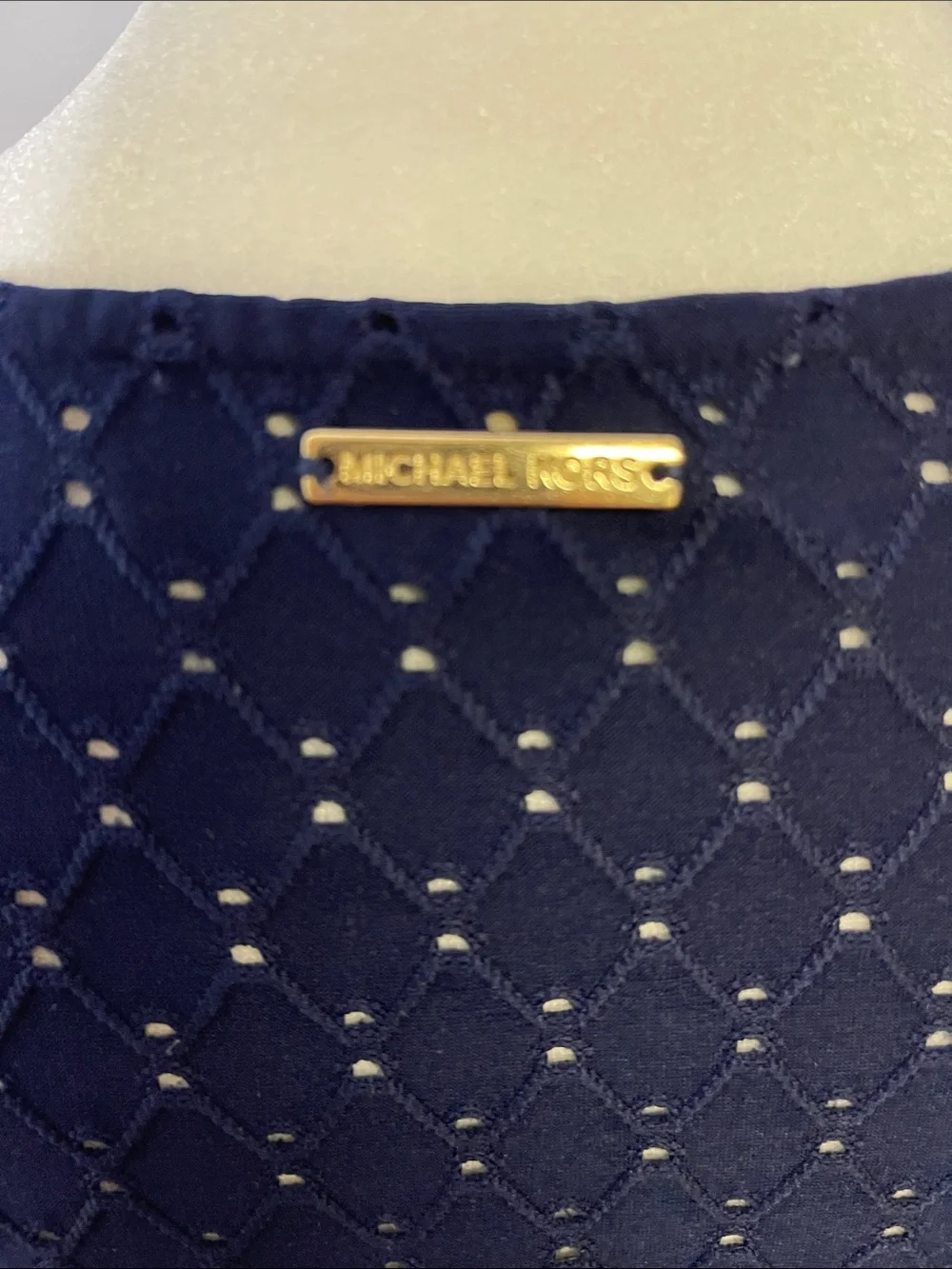Michael Kors Navy Eyelet Side-Tie V-Neck Blouse